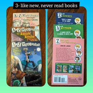 5/$25 Bundle of 3, like new A to Z mysteries books for young readers.